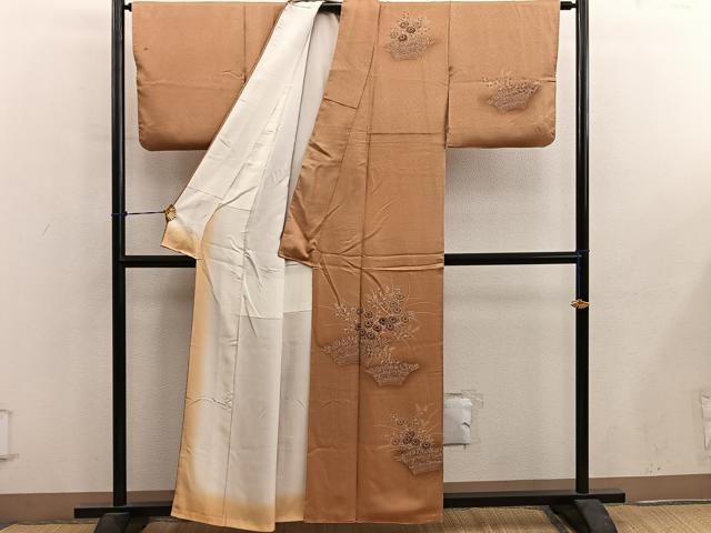 平和屋着物■訪問着　刺繍　菊花文　正絹　逸品　BAAY0591mz