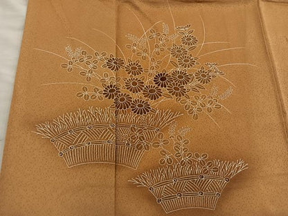 平和屋着物■訪問着　刺繍　菊花文　正絹　逸品　BAAY0591mz
