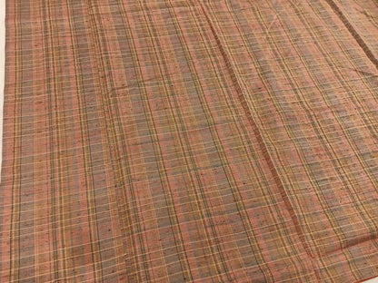平和屋着物■上質な紬　格子柄　正絹　逸品　BAAY0596mz