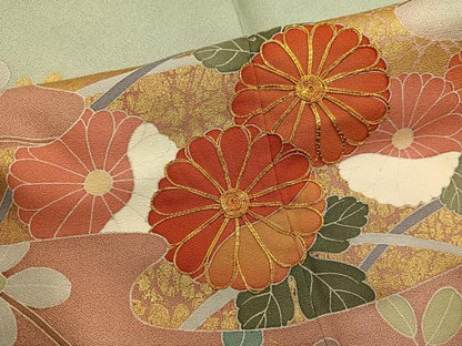 平和屋着物■訪問着　駒刺繍　エ霞菊花文　暈し染め　金彩　正絹　逸品　BAAY0597mz