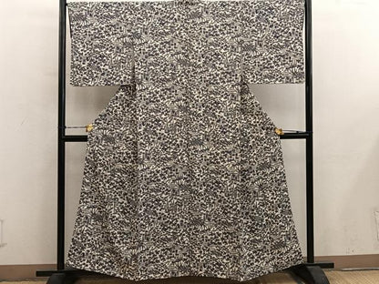 平和屋着物■上質な小紋　流水花文　正絹　逸品　BAAY0599mz