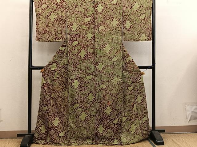 平和屋着物■上質な小紋　総絞り　松皮菱　正絹　逸品　BAAY0603mz