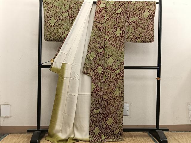 平和屋着物■上質な小紋　総絞り　松皮菱　正絹　逸品　BAAY0603mz