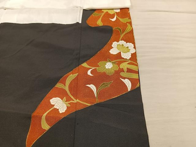 平和屋着物■豪華黒留袖　駒刺繍　鳳凰花文　金彩　正絹　逸品　BAAY0605mz
