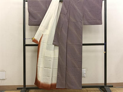平和屋着物■上質な小紋　幾何学文様　正絹　逸品　BAAY0616mz