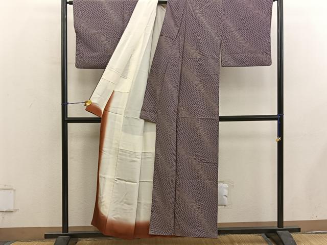 平和屋着物■上質な小紋　幾何学文様　正絹　逸品　BAAY0616mz