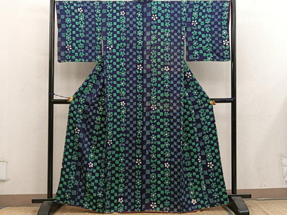 平和屋着物■上質な小紋　総絞り　草花文　正絹　逸品　BAAY0619mz