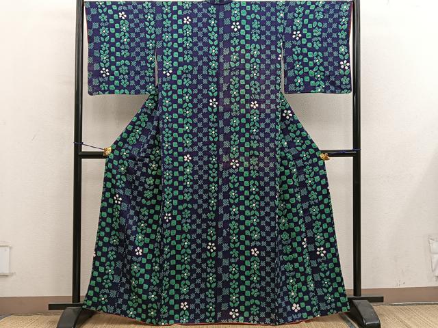 平和屋着物■上質な小紋　総絞り　草花文　正絹　逸品　BAAY0619mz