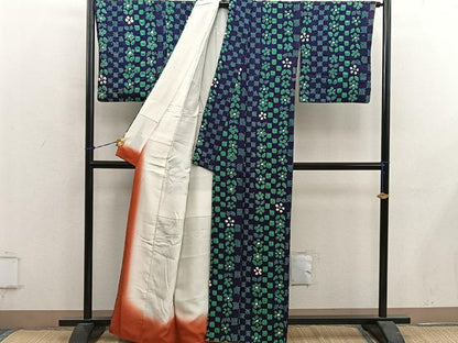 平和屋着物■上質な小紋　総絞り　草花文　正絹　逸品　BAAY0619mz