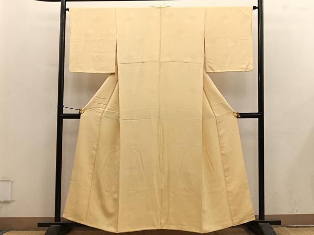 平和屋着物■上質な色無地　亀甲花地紋　玉蜀黍色　正絹　逸品　BAAY0620mz