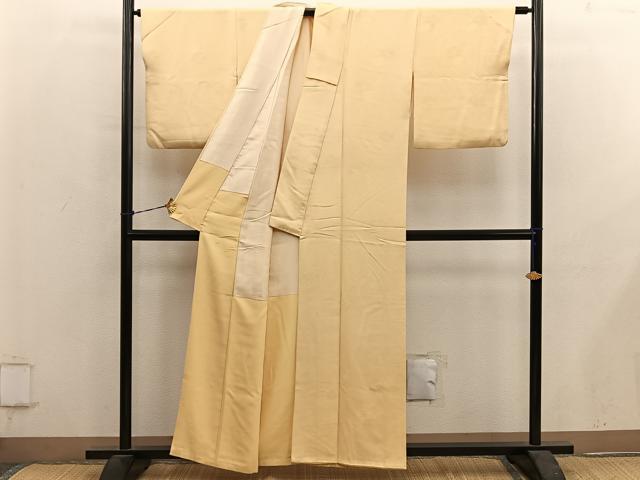 平和屋着物■上質な色無地　亀甲花地紋　玉蜀黍色　正絹　逸品　BAAY0620mz