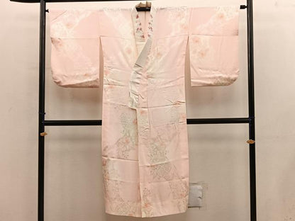 平和屋着物■長襦袢　無双仕立て　草花地紋　暈し染め　半衿刺繍　正絹　逸品　BAAY0621mz