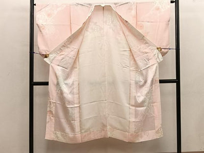 平和屋着物■長襦袢　無双仕立て　草花地紋　暈し染め　半衿刺繍　正絹　逸品　BAAY0621mz