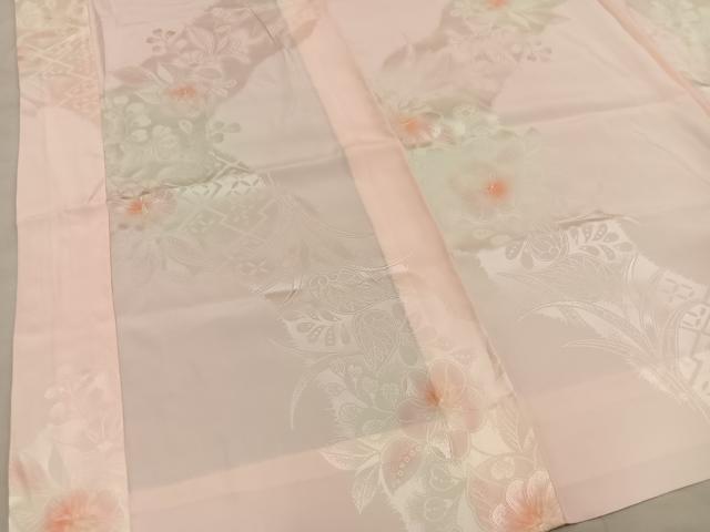 平和屋着物■長襦袢　無双仕立て　草花地紋　暈し染め　半衿刺繍　正絹　逸品　BAAY0621mz
