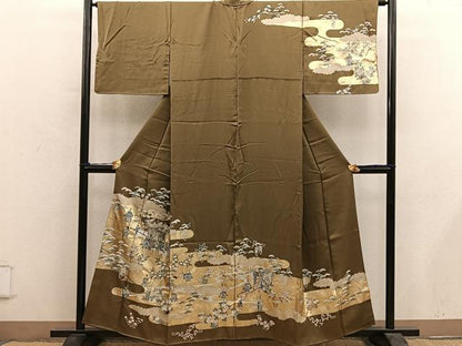 平和屋着物■訪問着　御所車人物花文　金彩　正絹　逸品　BAAY0626mz