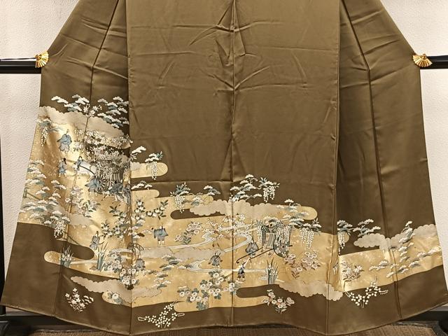 平和屋着物■訪問着　御所車人物花文　金彩　正絹　逸品　BAAY0626mz