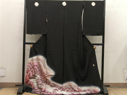 平和屋着物■豪華黒留袖　作家物　猟彩染　樹林文　暈し染め　仮絵羽　正絹　逸品　未使用　BAAY0628mz