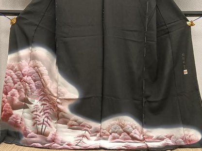 平和屋着物■豪華黒留袖　作家物　猟彩染　樹林文　暈し染め　仮絵羽　正絹　逸品　未使用　BAAY0628mz