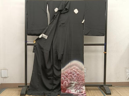 平和屋着物■豪華黒留袖　作家物　猟彩染　樹林文　暈し染め　仮絵羽　正絹　逸品　未使用　BAAY0628mz