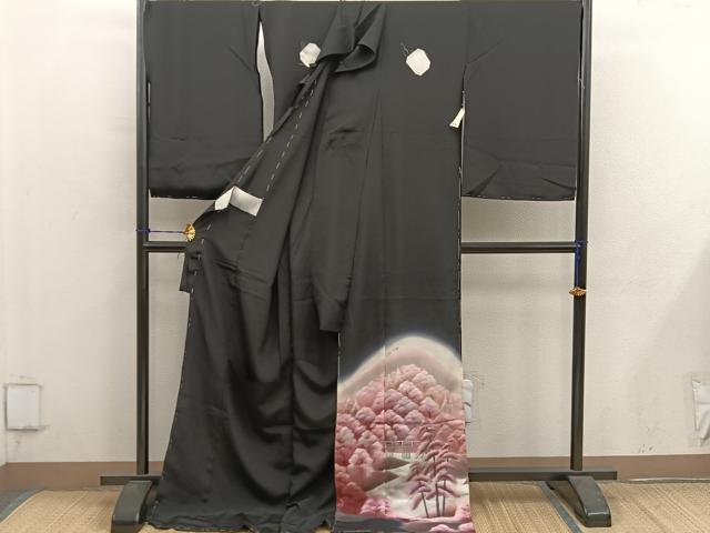 平和屋着物■豪華黒留袖　作家物　猟彩染　樹林文　暈し染め　仮絵羽　正絹　逸品　未使用　BAAY0628mz