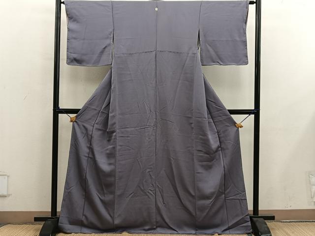 平和屋着物■上質な色無地　石畳地紋　紫鼠色　正絹　逸品　未使用　BAAY0630mz