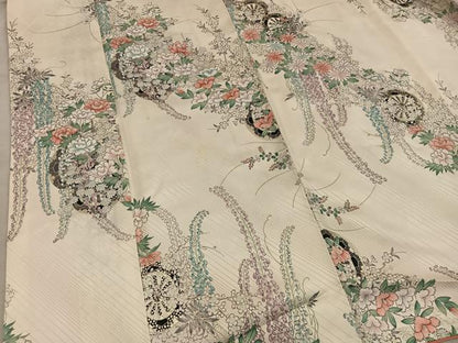 平和屋着物■上質な小紋　源氏車花文　金彩　正絹　逸品　BAAY0631mz