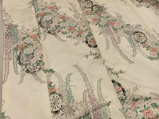 平和屋着物■上質な小紋　源氏車花文　金彩　正絹　逸品　BAAY0631mz