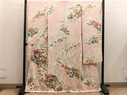 平和屋着物■豪華振袖　御所車花文　金彩　正絹　逸品　BAAY0632mz