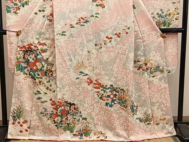 平和屋着物■豪華振袖　御所車花文　金彩　正絹　逸品　BAAY0632mz