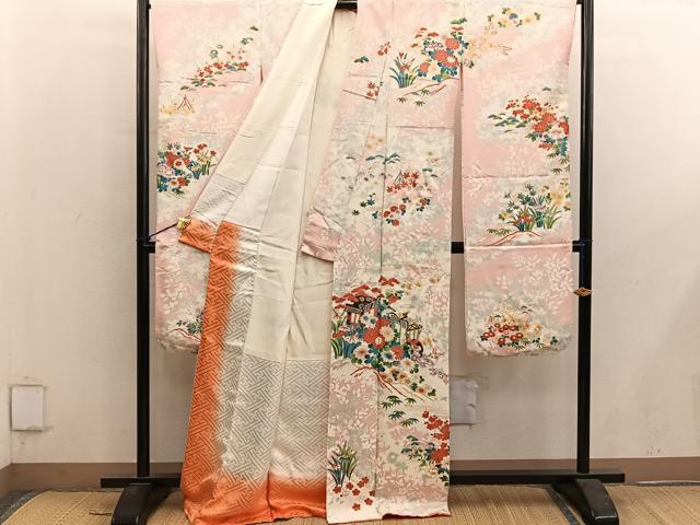 平和屋着物■豪華振袖　御所車花文　金彩　正絹　逸品　BAAY0632mz