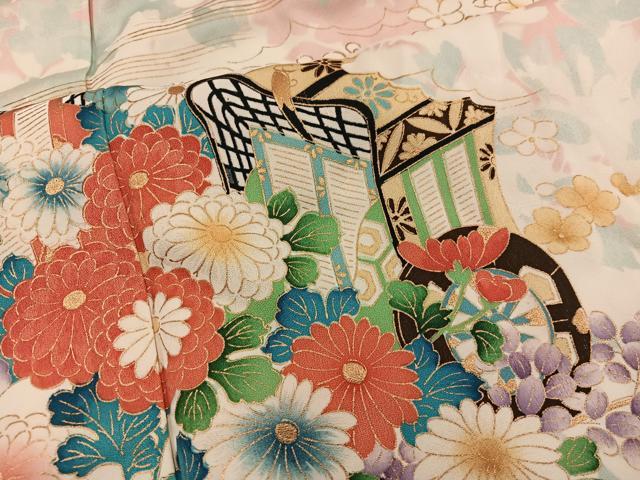 平和屋着物■豪華振袖　御所車花文　金彩　正絹　逸品　BAAY0632mz