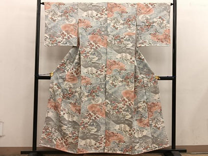 平和屋着物■上質な小紋　菊花文　金彩　正絹　逸品　BAAY0633mz