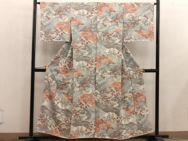 平和屋着物■上質な小紋　菊花文　金彩　正絹　逸品　BAAY0633mz