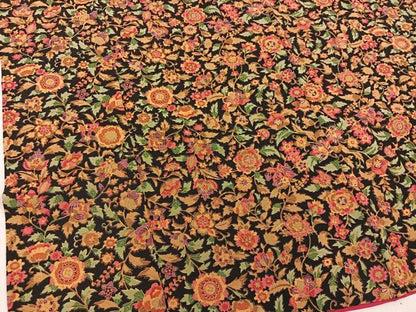 平和屋着物■上質な小紋　更紗花文　黒地　正絹　逸品　BAAY0634mz