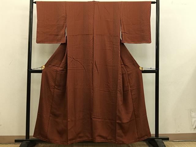 平和屋着物■上質な小紋　草花間道　正絹　逸品　BAAY0636mz