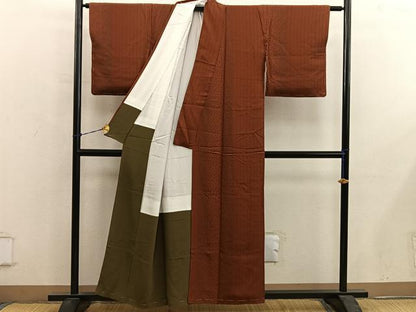 平和屋着物■上質な小紋　草花間道　正絹　逸品　BAAY0636mz