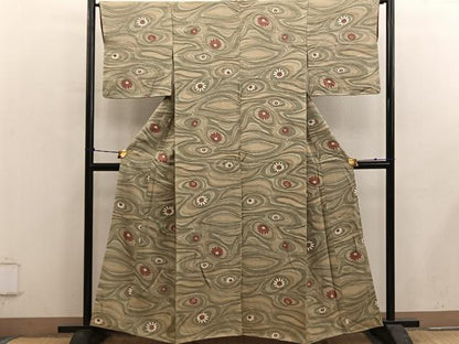 平和屋着物■上質な小紋　流水花文　正絹　逸品　BAAY0638mz