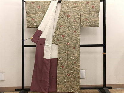 平和屋着物■上質な小紋　流水花文　正絹　逸品　BAAY0638mz