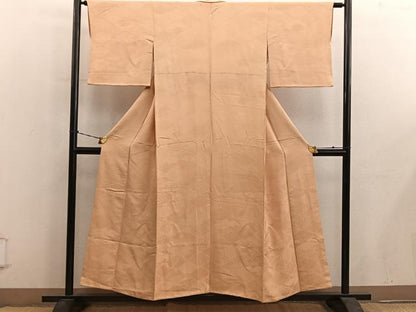 平和屋着物■上質な色無地　菱青海波地紋　萱草色　ますいわ屋扱い　正絹　逸品　BAAY0639mz