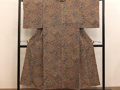 平和屋着物■上質な小紋　麻の葉青海波文　正絹　逸品　BAAY0641mz