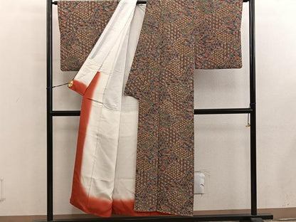 平和屋着物■上質な小紋　麻の葉青海波文　正絹　逸品　BAAY0641mz