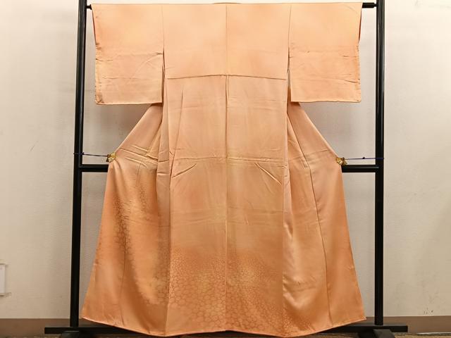 平和屋着物■色留訪問着　幾何学地紋　暈し染め　正絹　逸品　BAAY0644mz