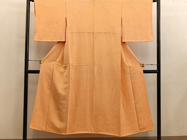 平和屋着物■上質な色無地　御所車花文　赤朽葉色　正絹　逸品　未使用　BAAY0646mz