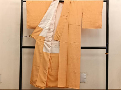 平和屋着物■上質な色無地　御所車花文　赤朽葉色　正絹　逸品　未使用　BAAY0646mz