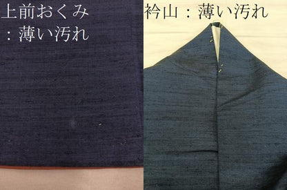 平和屋着物■上質な紬　黒緑色　正絹　逸品　BAAY0649mz