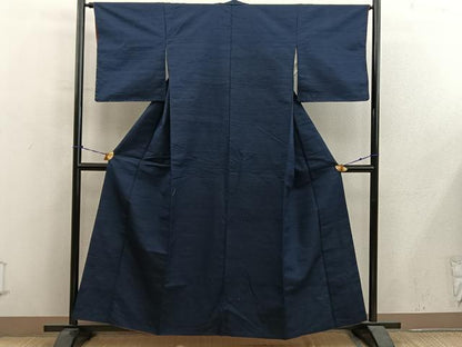 平和屋着物■上質な紬　黒緑色　正絹　逸品　BAAY0649mz