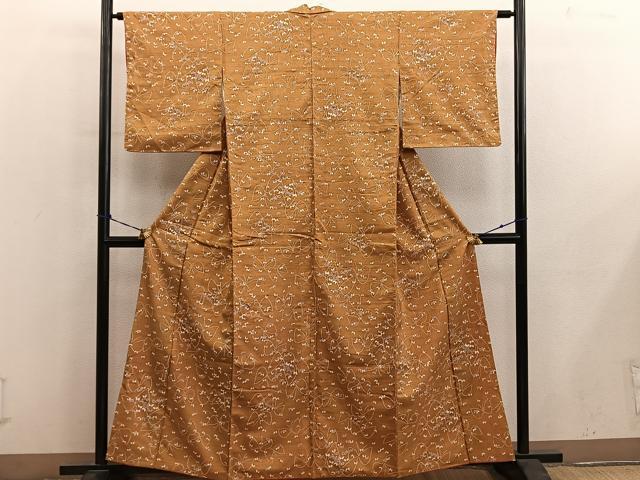 平和屋着物■上質な小紋　紬地　舞蝶文　正絹　逸品　BAAY0650mz