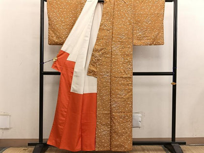 平和屋着物■上質な小紋　紬地　舞蝶文　正絹　逸品　BAAY0650mz