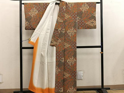 平和屋着物■上質な小紋　更紗花文　正絹　逸品　BAAY0651mz