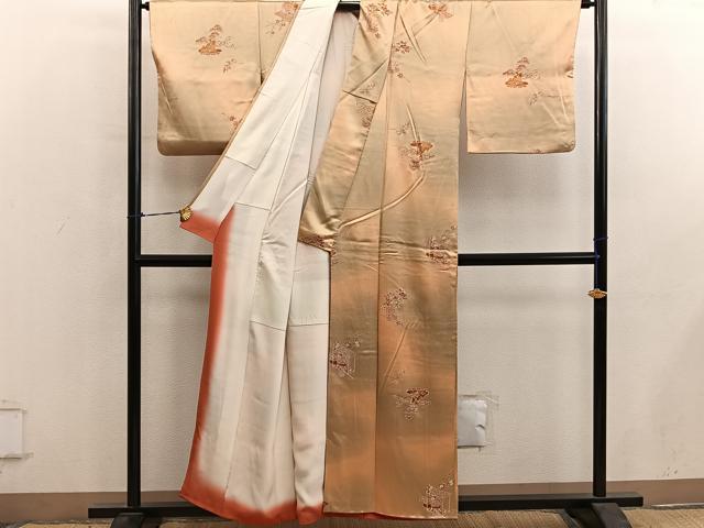 平和屋着物■上質な小紋　陶器花文　暈し染め　正絹　逸品　BAAY0654mz